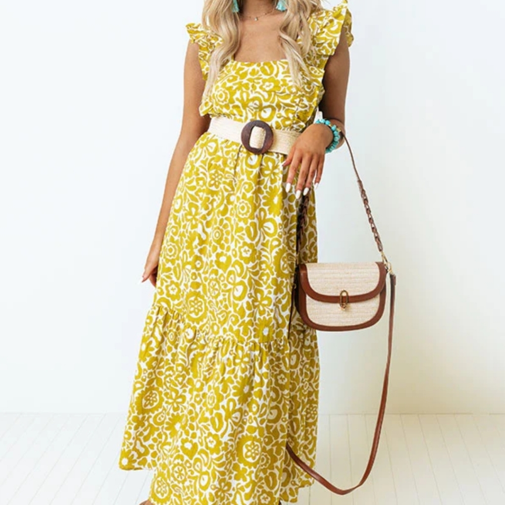 Ruffled sleeve Maxi Dress